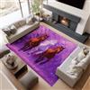 Generic Tappeto antiscivolo per soggiorno, lavabile, super morbido, a pelo basso, per camera da letto, fantasia fiori di ciliegio con tre cavalli, non perde pelo, resistente, 80 x 150 cm