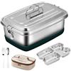 TOATELU Contenitore per il pranzo in acciaio inox, 2000 ml, a prova di perdite, con scomparti, in metallo, senza BPA, con borsa termica, per adulti e bambini, lavabile in lavastoviglie