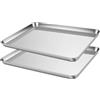 SOUJAP Confezione da 2 teglie rettangolari in acciaio inox, 44 x 31 x 2,5 cm, fogli da forno in metallo per cucinare, argento