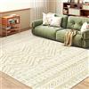 Poisrien Tappeto Salotto 150x200cm Morbido, Casa Interni Tappeto Comodino Lavabile Antiscivolo per Camera da Letto Pelo Corto Verde Geometrico Moderno