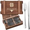 Maverton Set Posate in Scatola Legno di Pino - Portaposate 6 Coltelli e 6 Forchette - Scatola regalo Personalizzata - Idee regalo uomo compleanno - 26x16,5x6 cm