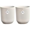 Elho Vibes Fold Orchid High 12,5cm - Vaso per Orchidee da Interno - Vasi per Fiori - 100% plastica riciclata - Bianco/Bianco Lino (Confezione da 2)
