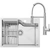 CECIPA 60x45 cm Lavello con Arco Rubinetto Cucina Molla, Lavandino Cucina 1 Vasca in Acciaio Inox per Mobile da 60cm