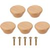 QUARKZMAN 5Pcs Pomello Rotondo In Legno Per Cassetti Diametro 1.77 Pomelli Testa Piatta Per Mobile Cassetti Armadio Credenza Colore Faggio
