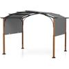 HOMASIS Pergolato Curvo 3,6 x 3m, Gazebo da Giardino con Copertura a Scomparsa, Gazebo Esterno Resistente con Tetto Regolabile in Poliestere, Tettoia per Esterno, Cortile (Grigio)