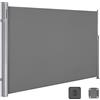 SONGMICS Tenda laterale in alluminio estensibile 200 x 400 cm, frangivista, protezione solare, oscurante, tenda laterale, per balcone, terrazza, giardino, grigio GSA204G03