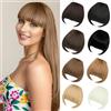 Luxiremi Clip in frangia nera e marrone finta, extension per capelli da donna | Frangia finta spessa con clip, per donne e adulti, ideale per l'uso quotidiano, accessorio per capelli di alta qualità