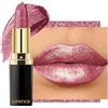 Lestpola Rossetto metallico con glitter rosa, altamente pigmentato con formula idratante, lucentezza a lunga durata, cremoso e setoso vegano lucidalabbra per labbra per donne e ragazze 03
