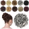 FESHFEN Chignon Finto per Capelli, Elastico Chignon Finti Sintetica Ondulato Capelli Naturale Riccio Coda di Cavallo Grigio e punte bianche Posticci per Capelli Spessi Updo per Donne, 42g