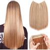Silk-co Extension Capelli Finti con Filo Invisibile Extension Clip con Elastico Capelli Lisci Naturali Sintetici Posticci 40cm, Castano Scuro & Biondo Scuro