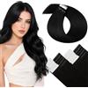 LaaVoo Extension Capelli Veri Biadesivo Iniezione Cuciti Invisibili Nero Jet 55cm 50g 20pcs, Capelli Remy Lucenti, Setosi e Lucenti, Look alla Moda #1