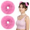 Lusofie 2 Pezzi Corda per Capelli Rosso Anguria Pompon Fascia Peluche Scrunchie Finto Coniglio Capelli Bolla Elastico Bambino Fascia Coda di Cavallo Ragazze Accessori