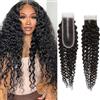 Barcupley 2 X 6 Deep Wave Closure Brazilian 100% Unprocessed Human Virgin Hair Deep Wave Trasparente 2 X 6 Lace Closure Natural Hairline with Baby Hair Wet And Wavy Color Black 14 pollici