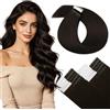LaaVoo Extension Capelli Veri Biadesivo Iniezione Cuciti Invisibili Castano Scuro 55cm 50g 20pcs, Capelli Remy Lucenti, Setosi e Lucenti, Look alla Moda #2