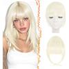 BARSDAR Capelli Veri Umani Clip in Frangetta, Umani Capelli Clip in Frangetta per Donna Biondo Platino Fringe Extensions Fringe con Temples French Bang Posticci Aspetto Naturale Leggeri Dyeable