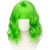 Luxiremi Parrucca verde erba, 30,5 cm, corta, lunghezza spalla, riccia, ondulata, Bob con frangia, parrucca sintetica per cosplay, per donne e carnevale