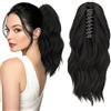 Silk-co Coda Capelli Extension Finta di Cavallo Ricci Mossi con Pinza Clip Ponytail 30cm 80g Marrone Scuro