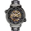 TIME100 Orologio Automatico Meccanico Uomo Scheletro Cinturino in Vera Pelle Impermeabile