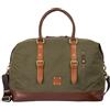 TYT Zefiro, Borsa da Viaggio Uomo in Canvas e Pelle Bovina, Borsone Weekender con Tracolla Regolabile, Base Rinforzata, 52x24x35 cm (Forest)