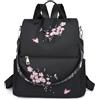 Generic Zaino in nylon ricamato Borsa con stampa floreale Borsa a tracolla singola da donna Zaino antifurto leggero per appuntamenti di viaggio per donne (Nero)
