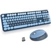 SOLIDEE Combo Tastiera e Mouse Wireless,tastiera macchina da scrivere retro,Tastiera per Computer con Tasti Rotondi 2.4GHz con Tastierino Numerico,104 Tasti(Americana QWERTY)(SeaBlue Gradient)