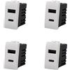 A2ZWORLD 4 Pezzi Caricatore USB da Incasso 1 Modulo, USB-A QC 3.0 + USB-C PD 20W, Ricarica Rapida 5V 9V 12V, Compatibile Con Bticino Living Light, Colore Bianco, Serie MBL