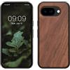 kwmobile Custodia Compatibile con Google Pixel 10a Cover - Protezione in Legno per Smartphone - Back Case con Bumper in Silicone TPU - Marrone Vintage/Marrone Legna