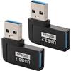 Leehitech Connettore USB 3.0 90 gradi USB A Adattatore spina destra angelo tipo A a USB A spina con uscita audio video per MacBook Pro 2018/2017/2016, Samsung Note 9/S9/Note 8/S8, Huawei Mate 20 e altri (nero)