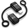 HAUXGOGO Adattatore da Lightning a USB-C (confezione da 2), da Lightning maschio a USB femmina, compatibile con ricarica, microfono, riproduzione musicale, chiamate, telecomando e OTG, nero