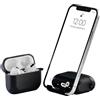 BelTech AirStand - Custodia per AirPods Pro con supporto invisibile per il telefono, compatibile con AirPods Pro, custodia antiurto TPU e PC a protezione totale con moschettone portachiavi (Nero)