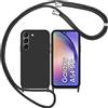 LIUKM Custodia Compatibile con Samsung Galaxy A54 5G, Custodia da Collo per Smartphone,Cover con Cordoncino da Indossare Cordino Laccio Morbido Silicone Necklace Bumper Case - Nero
