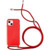 Max Power Digital Cover per Cellulare in Corda IPhone 14 Pro Custodia in Morbido Silicone con Cordino - Possibilità di Appenderla al Collo (IPhone 14 Pro, Rosso)