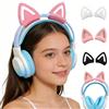 TABKSOLA Orecchie di gatto per auricolari, auricolari universali, orecchie da gattino, decorazione con cinturino in silicone regolabile, cuffie per 2,8 - 3,5 cm di circonferenza (rosa, orecchie di gatto)