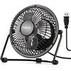 Daffodil UFN100 Ventilatore USB da Scrivania Portatile, Mini Ventilatore Esterno per PC Silenzioso con Supporto Regolabile per Ufficio, Open Office, Comodino, Camera da Letto - 4 '' (10 cm) - Nero