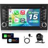 VECHTEL 4G+64G Autoradio Android 15 per Audi A4 B6/B7 8E/8H S4 RS4 2002-2008 Seat Exeo 2008-2012, 7'' HD Schermo Auto Radio co Carplay Android Auto senza Fili GPS Wi-Fi Tipo-C Bluetooth FM RDS Camera