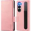 TUCCH Cover per Galaxy Z Fold6 2024 5G, Custodia Portafoglio Blocco RFID Slot Porta Carte Protezione Supporto Slot per S Pen Pelle Magnetica Compatibile con Galaxy Z Fold 6 7.6, Oro Rosso