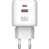 MANTO Caricatore da 65 W GaN 3 in 1 con doppia porta per MacBook, iPhone, Samsung S24 ecc. Compatibile con ricarica rapida PD3.0/QC3.0