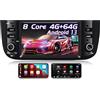 AneQu Auto Radio per Fiat Punto evo 2010-2016, Per Fiat linea 2012-2015 con Android 13, 8-Core 4 GB RAM 64 GB ROM Single Din Navigatore GPS per Carplay integrato Android Auto