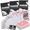 MIJOMA Set di 3 mini carte da poker - 54 carte per mazzo circa 6 x 4 cm - Carte da gioco da viaggio, viaggi, feste, serate di gioco - Classico design poker