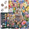 TISHIRON Puzzle per adulti, 1000 pezzi, coniglio solitario in un prato fiorito, puzzle per adulti, 50 x 70 cm