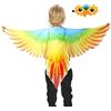 Lpoppcx Costume di ali di uccello per bambini, ali iridescenti per travestimento per ragazze e ragazzi con mantello e maschera, set completo di travestimento colorato da gufo per ragazzi e ragazze, per