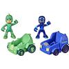 PJ Masks Hasbro Super pigiamini, Geco vs Ninja della Notte, Macchine da Corsa Giocattolo per età prescolare, Set con 2 Veicoli e 2 Personaggi, per Bambini dai 3 Anni in su