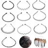 ChouchouClip 10 Pezzi Fasce in Metallo Multi-Style Fasce Ondulate Elastiche, Antiscivolo Sport Capelli Hoop Band, Fascia in Metallo Uomo, Metallo Cerchietto per Donne