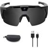 Generico Occhiali da Sole Action Camera, 4K HD, Smart Glasses con Registrazione Video e Audio, Mini Action Camera Indossabile per Ciclismo e Attività Outdoor (Black-1,128G)
