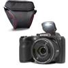 Kodak Pixpro AZ255 - Fotocamera Bridge da 16 MP, zoom ottico 25x, Full HD 1080p, grandangolo 24 mm, stabilizzatore, schermo LCD da 3, custodia inclusa, ideale per viaggi, colore: nero