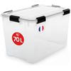Iris Ohyama, Scatola di Stoccaggio Ermetica in Plastica, 70L, Trasparente, Coperchio, Guarnizione Ermetica, Clip di Chiusura, Impilabile, per Esterno, Garage, Abbigliamento, Antipolvere, Senza BPA