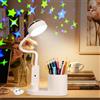 Zaxiva Lampada da Scrivania a LED per Bambini, Lampada da Tavolo 3 Luminosità Dimmerabile, Lampada da Lettura con Portapenne e Proiezione di Stelle, Lampada Bambini Ricaricabile per Cameretta, Studio