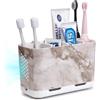 toprance Portaspazzolino elettrico spazzolino bianco marmo modello portaspazzolino con fori di drenaggio per famiglia, bambini, organizer da bagno antiscivolo