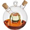 Relaxdays 4x Porta Olio e Aceto, 2in1, Bottiglie con Tappo in Sughero, Ampolla Doppia, 375 ml e 50 ml, vetro, trasparente