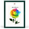 MG Design Cornice portafoto 40 x 50 cm - Cornice in legno Verde con vetro acrilico infrangibile, verticale e orizzontale con fissaggio a parete stabile